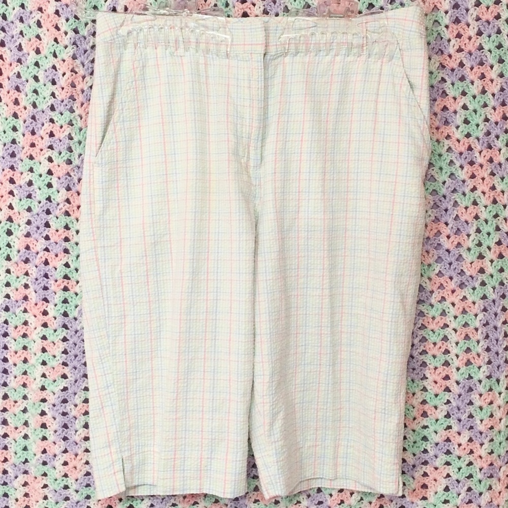 Pastel Check Plaid Capri Pants